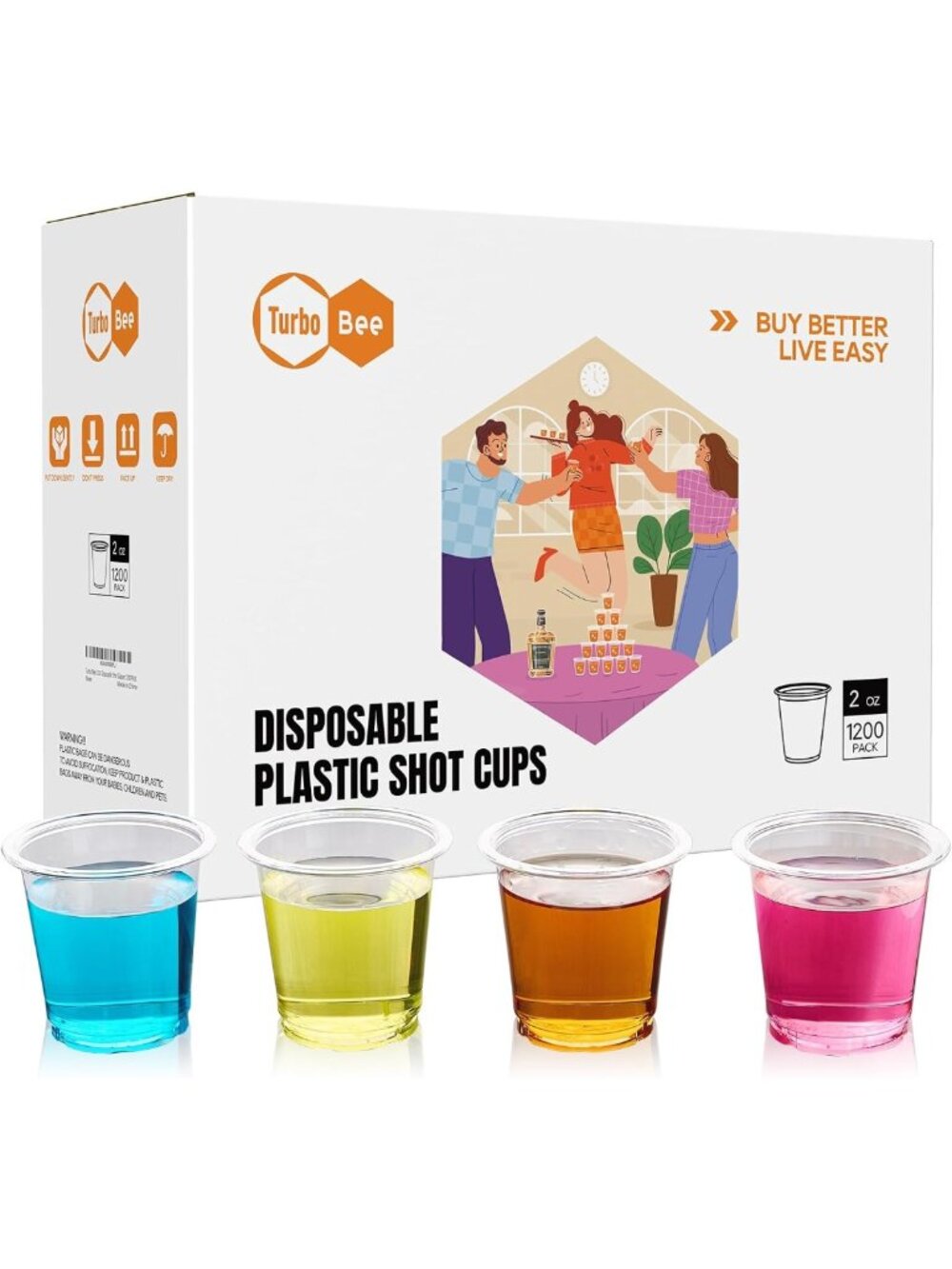 1200 Count Disposable Mini Shot Glasses - 2 oz Plastic Party Cups for Events